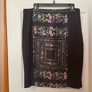 Ted Baker London NWT black with floral panel pencil skirt size 4